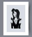 Portrait woman mourning lady wall art print Royalty Free Stock Photo