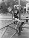 Portrait of woman near water Royalty Free Stock Photo