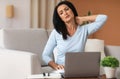 Portrait of woman with neck pain after work Royalty Free Stock Photo