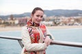 Portrait a woman on pier Royalty Free Stock Photo