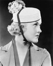 Portrait of a woman with a pillbox hat