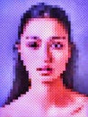 Portrait of a woman. Pixel art portrait. Beautiful face looking at the camera.