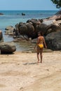 Portrait woman posing on the sea beach Royalty Free Stock Photo