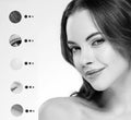 Portrait woman with problem and clear skin, youth make up concept black and white Royalty Free Stock Photo