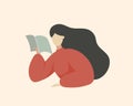 Portrait of Woman Reading Book and Thinking