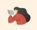 Portrait of Woman Reading Book and Thinking