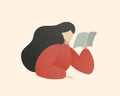 Portrait of Woman Reading Book and Thinking