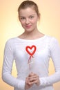 Portrait of woman with Saint Valentine's heart