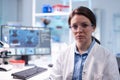 Portrait of woman scientist in chemistry laboratory Royalty Free Stock Photo