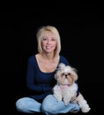 Portrait of a Woman and a Shih Tzu dog