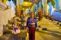 The portrait of a woman of Silver Palaung tribe, Yangon, Myanmar