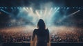 Portrait of a woman singing for her fans on a concert. Neural network AI generated Royalty Free Stock Photo