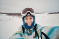 Portrait of woman on a snow-covered ski slope Royalty Free Stock Photo