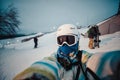 Portrait of woman on a snow-covered ski slope Royalty Free Stock Photo