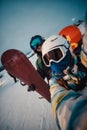 Portrait of woman on a snow-covered ski slope Royalty Free Stock Photo