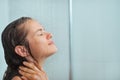 Portrait of woman taking shower Royalty Free Stock Photo