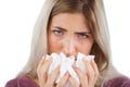 Portrait of a woman using handkerchief Royalty Free Stock Photo