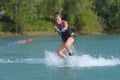 Portrait woman waterskiing