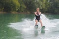 portrait woman waterskiing