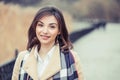 Portrait of a woman with a white teeth and perfect smile outdoors Royalty Free Stock Photo