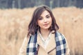 Portrait of a woman with a white teeth and perfect smile outdoors Royalty Free Stock Photo