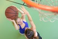 portrait women playing basketball Royalty Free Stock Photo