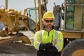 Portrait worker in construction helmet. Engineer builder foreman or repairman. Worker at building site. Construction