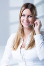 Portrait of worker with headset