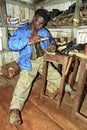 Portrait of working disabled Ghanaian Shoemaker