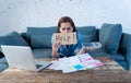 Woman paying bills at home Royalty Free Stock Photo