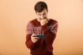 Portrait a worried young man standing Royalty Free Stock Photo