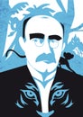 Portrait of writer Rudyard Kipling, vector illustration Royalty Free Stock Photo