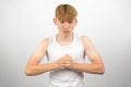 Teenage boy posing in a studio Royalty Free Stock Photo