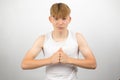 Teenage boy posing in a studio Royalty Free Stock Photo