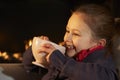 Portrait 7 year old girl by firelight Royalty Free Stock Photo