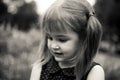 Portrait of a 3 years old girl in black and white