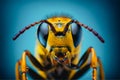 Portrait of yellow bumblebee, macro photography, super detail front face, generative AI