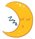 Sleeping yellow moon, vector or color illustration