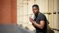 Portrait of young african american man pose outdoor Royalty Free Stock Photo