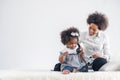 Portrait of young African American mother with toddler son Royalty Free Stock Photo