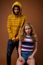 Portrait of young African man and Caucasian teenage girl Royalty Free Stock Photo