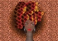 Portrait of the young African woman in a colorful turban. Wrap Afro fashion, Ankara, Kente, kitenge, African women dresses.