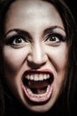 Portrait young angry woman. Negative human emotion face