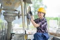 Portrait young architect protective equipment Royalty Free Stock Photo