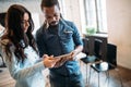 Portrait of architects having discussion in office Royalty Free Stock Photo