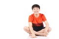 Portrait Young Asian boy sitting over white background Royalty Free Stock Photo