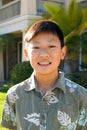 Portrait of young kid Asian boy with tooth braces. Royalty Free Stock Photo