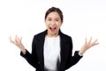 Portrait young asian businesswoman standing with angry and stress while frustrated isolated. Royalty Free Stock Photo