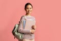 Portrait Of Young Asian Female Student With Workbooks And Backpack Royalty Free Stock Photo