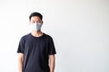 Portrait of Young asian man with homemade fabric mask